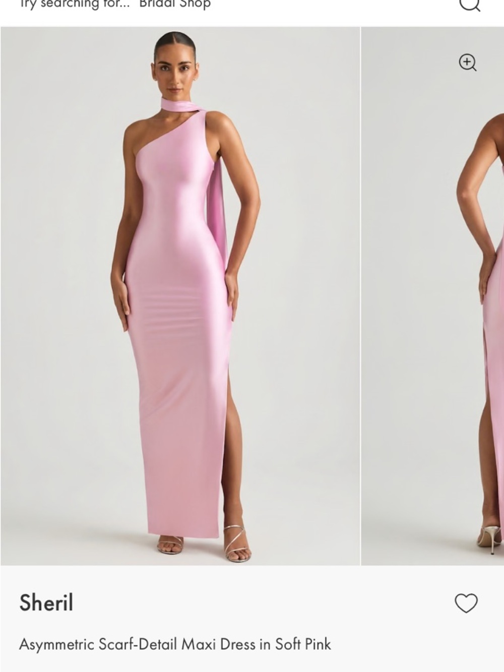 Oh Polly Dress Sheril 
Asymmetric Scarf-Detail Maxi Dress in soft pink